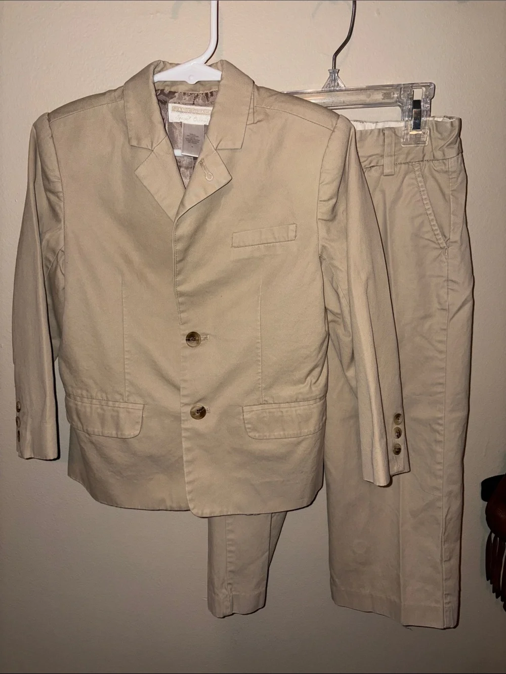 Janie and Jack Beige Cotton Chinos Suit Set